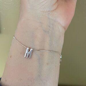 Silver Sterling 925 Initial M Bracelet